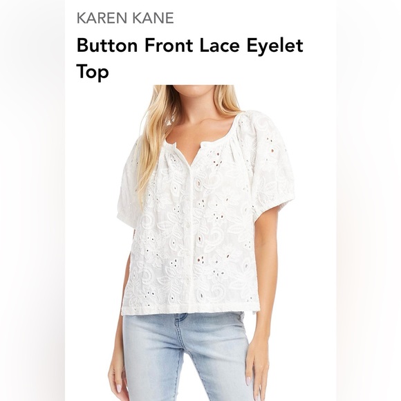 KAREN KANE
Button Front Lace Eyelet Top Size XL in Off White - Picture 1 of 1
